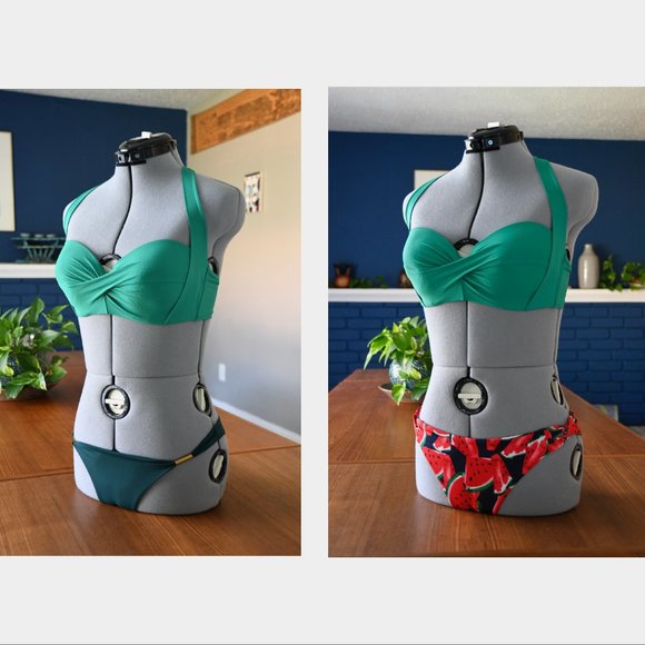 Emerald Knotted Bikini + Top Green Bikini Bottom + tropical watermelon bikini - Picture 2 of 13